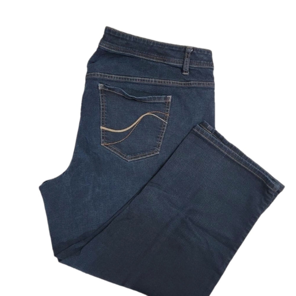 Lane Bryant Genius Fit Dark Wash Crop Denim Jeans Women's Plus Size Size 24